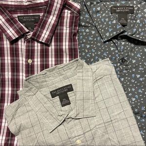BLOOMINGDALE'S Lot of 3 Business Casual Shirts NWT Plaid Floral Grey/Burgundy